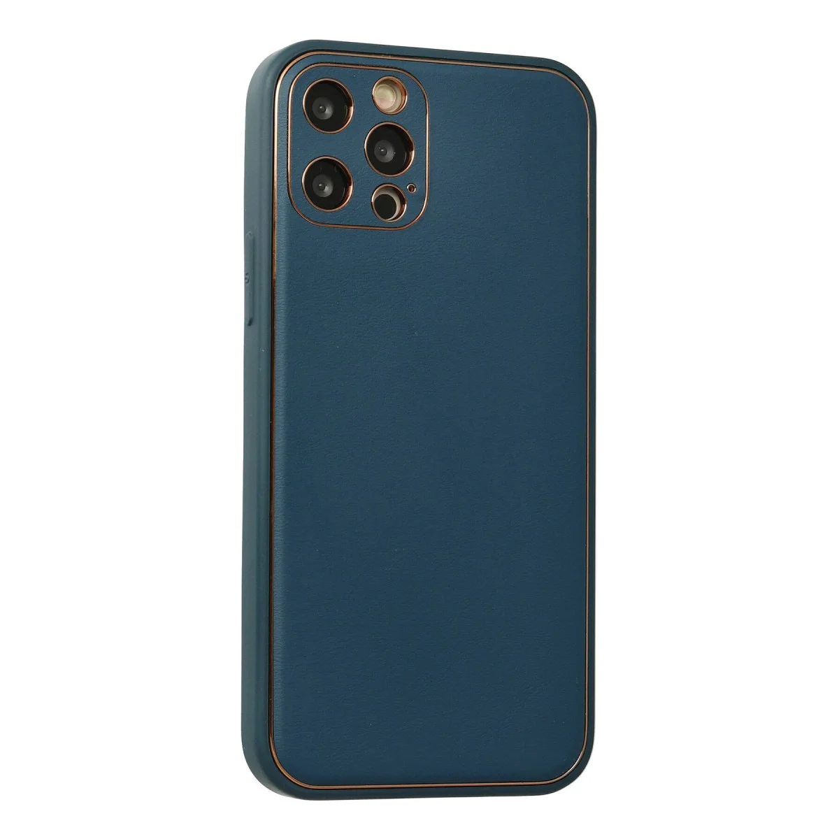 iPhone 12 Pro Max Kılıf Coco Deri Silikon Kapak - Mavi