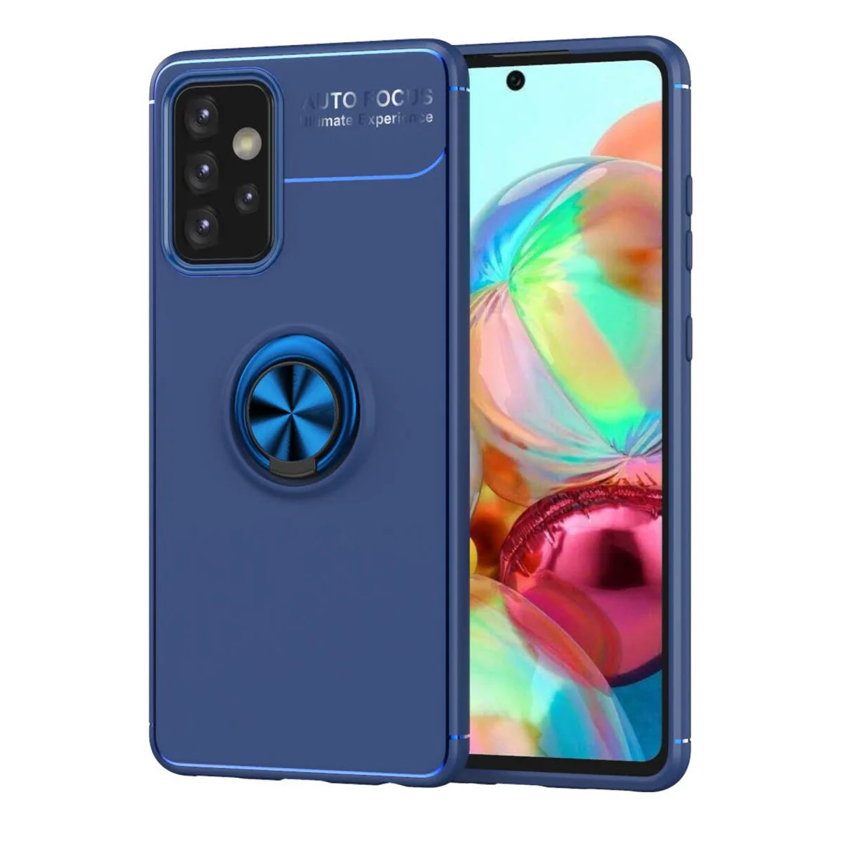 Galaxy A72 Kılıf Range Yüzüklü Silikon - Mavi