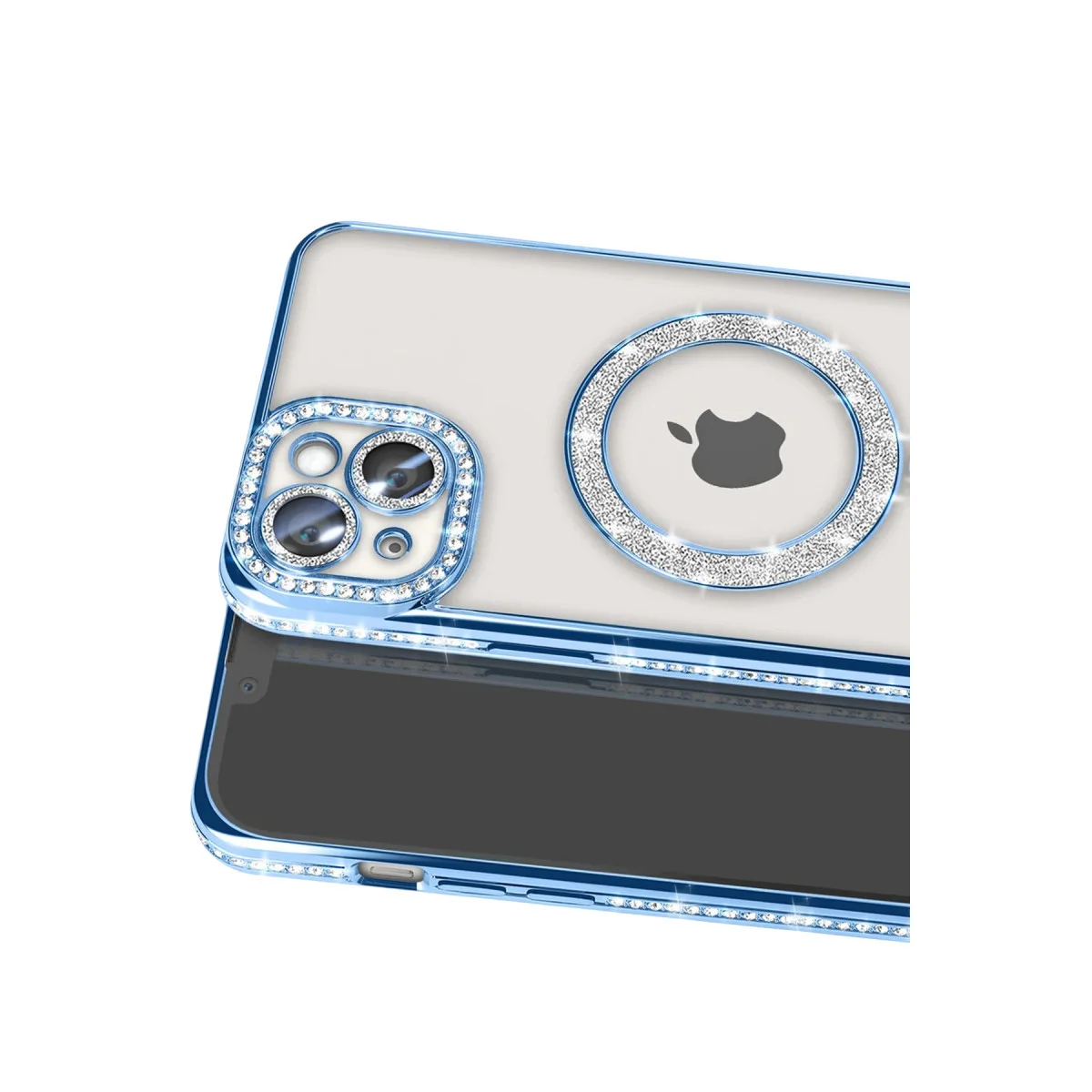 iPhone 15 Kılıf Joke Simli Magneticsafe Kılıf - Mavi