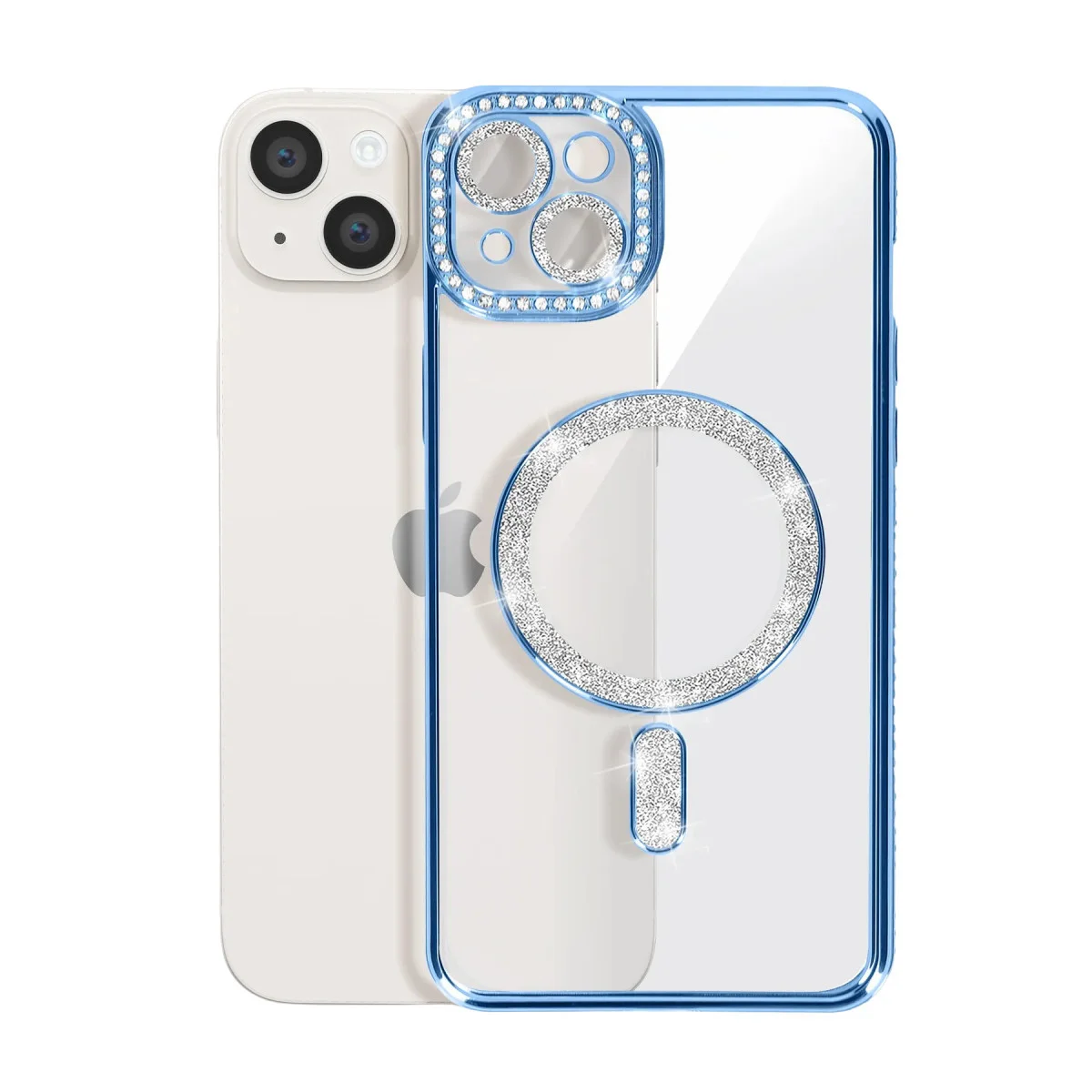 iPhone 15 Kılıf Joke Simli Magneticsafe Kılıf - Mavi