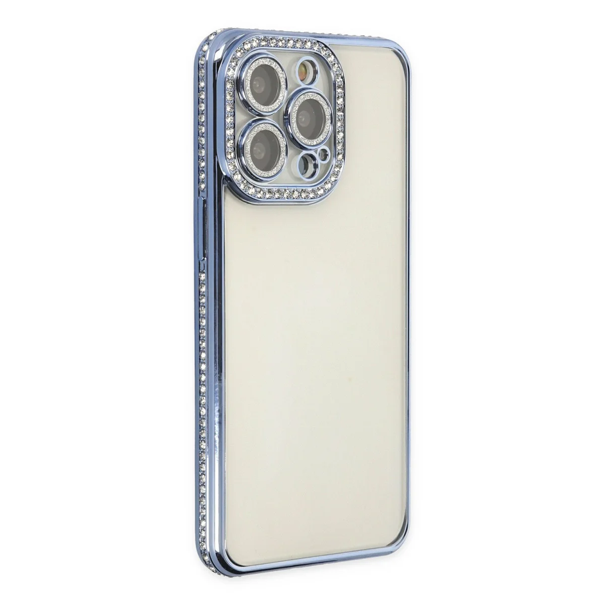 iPhone 14 Pro Kılıf Joke Taşlı Silikon - Mavi