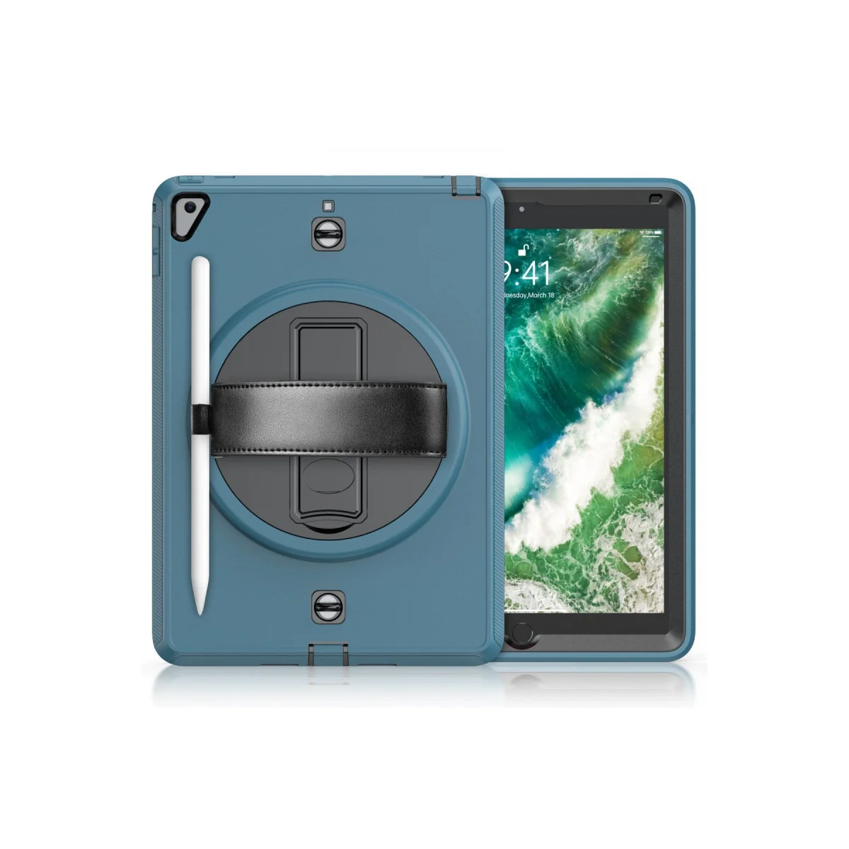 iPad 5 Air 9.7 Kılıf Strap-C Otterbox Tablet Kapak - Mavi