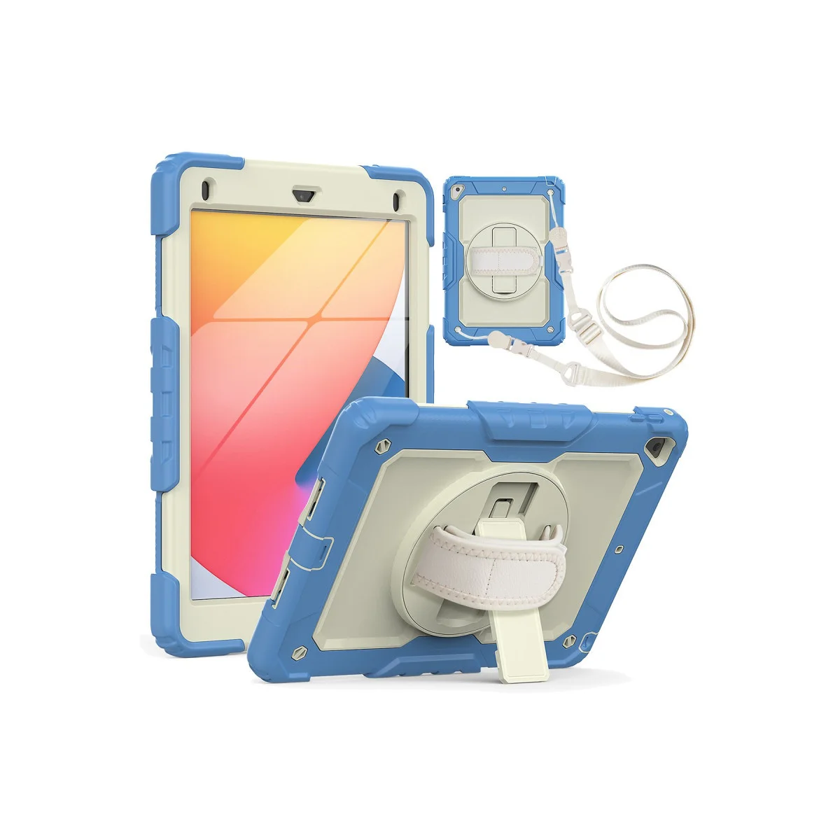 iPad 5 Air 9.7 Kılıf Strap New Tablet Kapak - Mavi