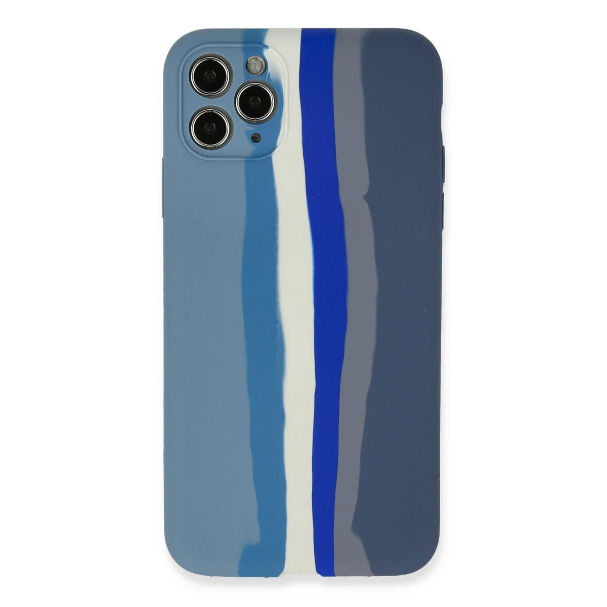 iPhone 11 Pro Kılıf Ebruli Lansman Silikon - Mavi-Gri