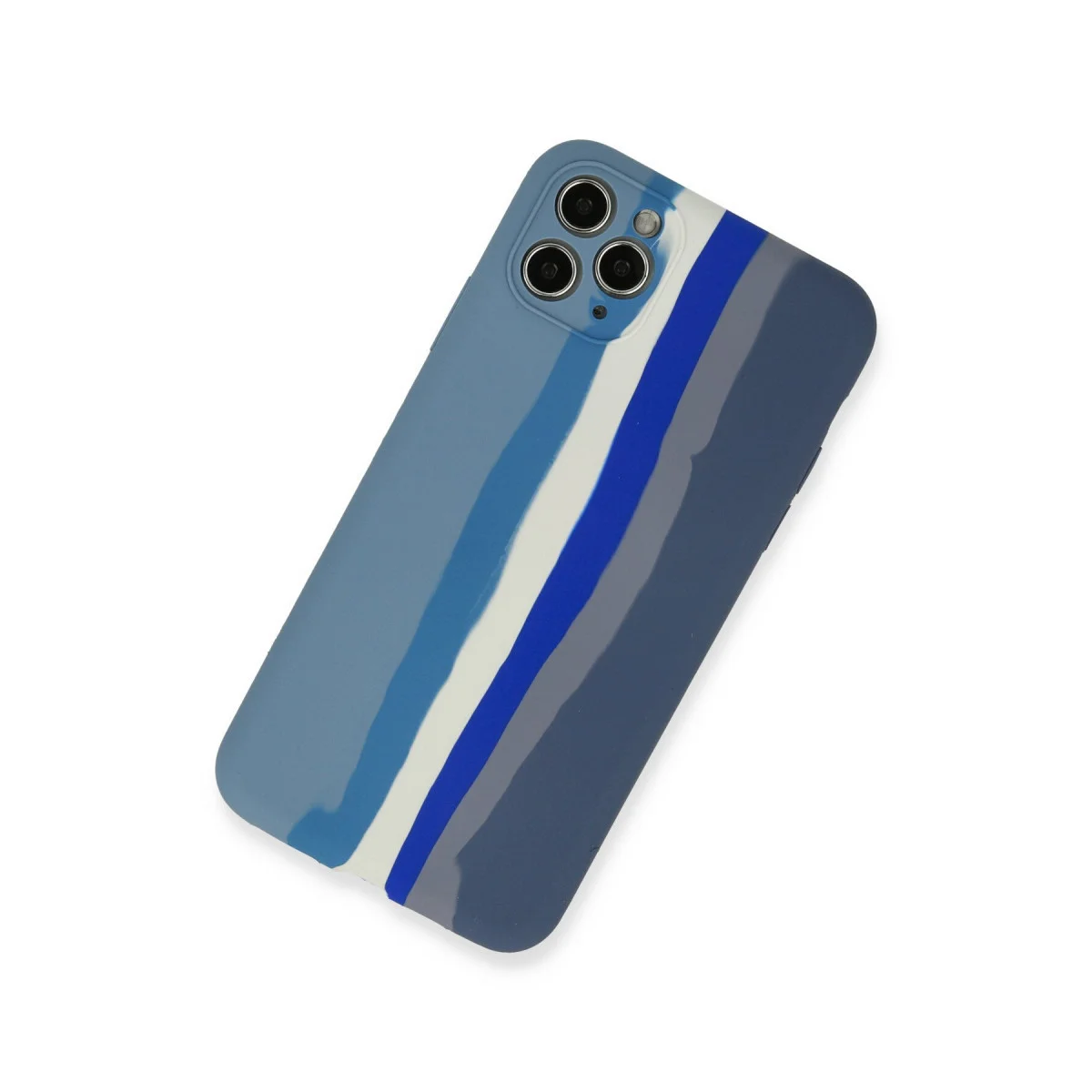 iPhone 11 Pro Kılıf Ebruli Lansman Silikon - Mavi-Gri