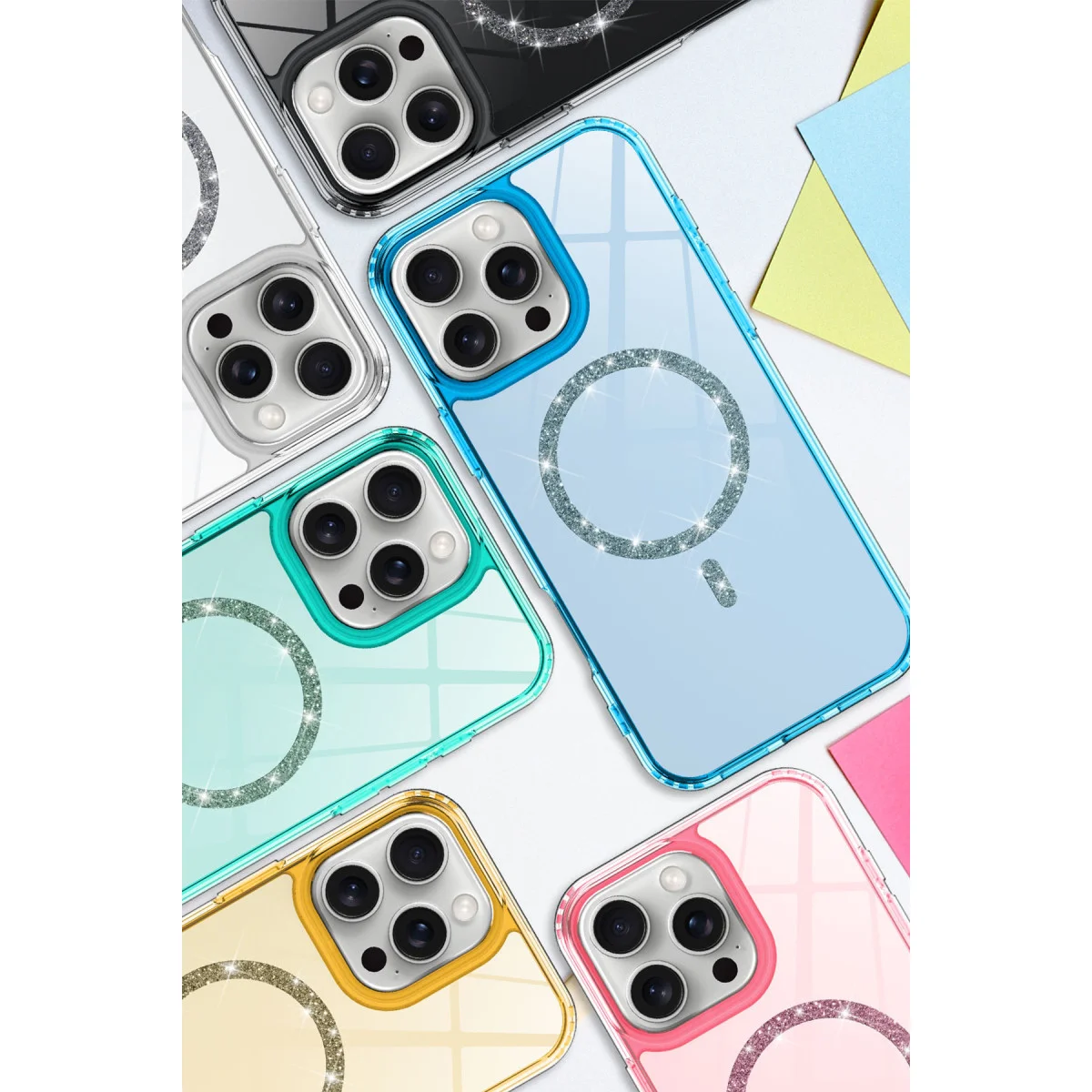 iPhone 12 Live Diamond Magsafe Kapak - Mavi