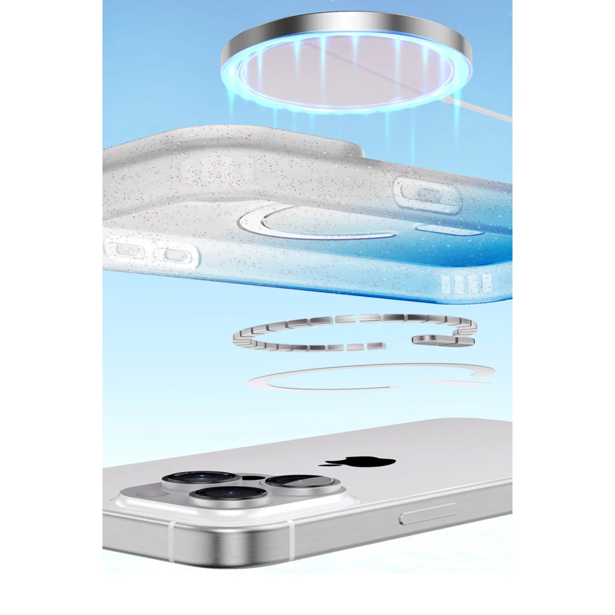 iPhone 15 Pro Pummel Shiny Magsafe Kapak - Mavi