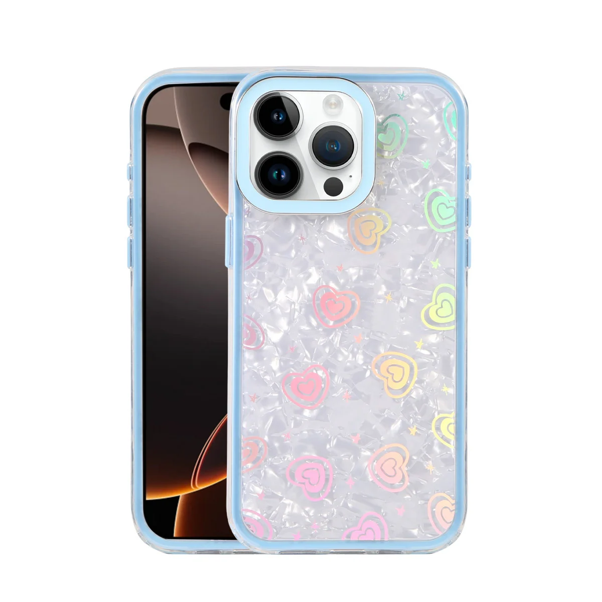iPhone 16 Pro Max Lumi Desenli Kapak - Mavi