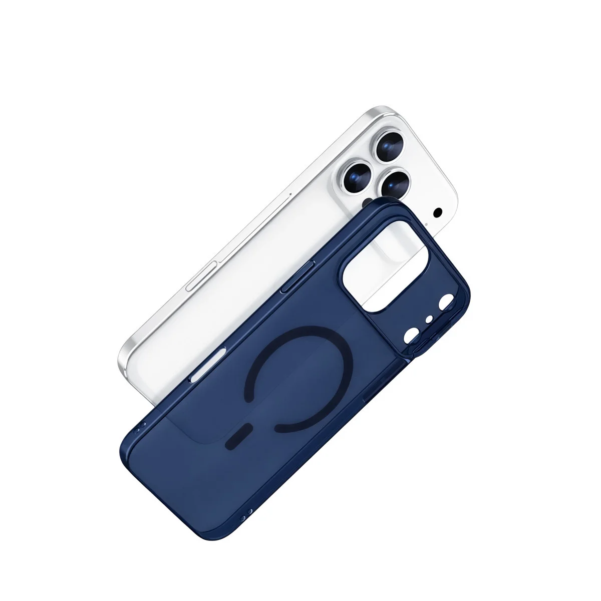 iPhone 17 Pro Combo Sert Şeffaf Magsafe Kapak - Mavi