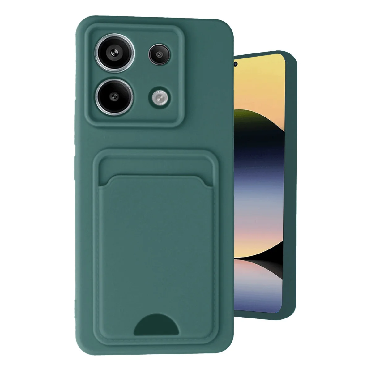 Redmi Note 13 Pro 5G Kılıf Kelvin Kartvizitli Silikon - Koyu Yeşil