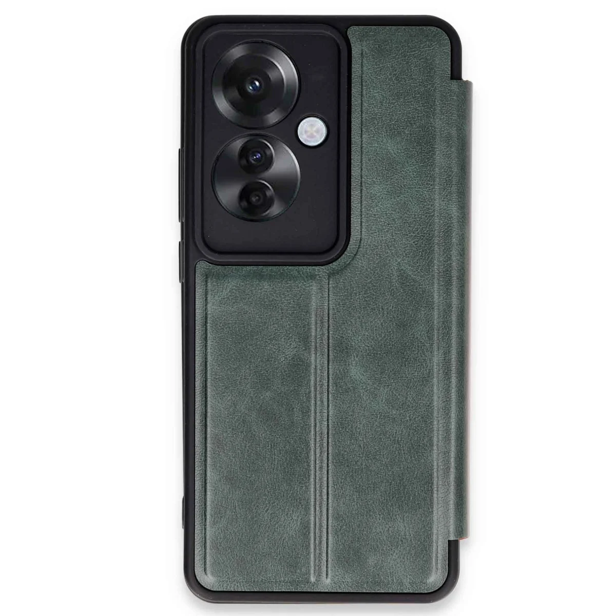 Reno 11F Kılıf Flip Cover - Koyu Yeşil