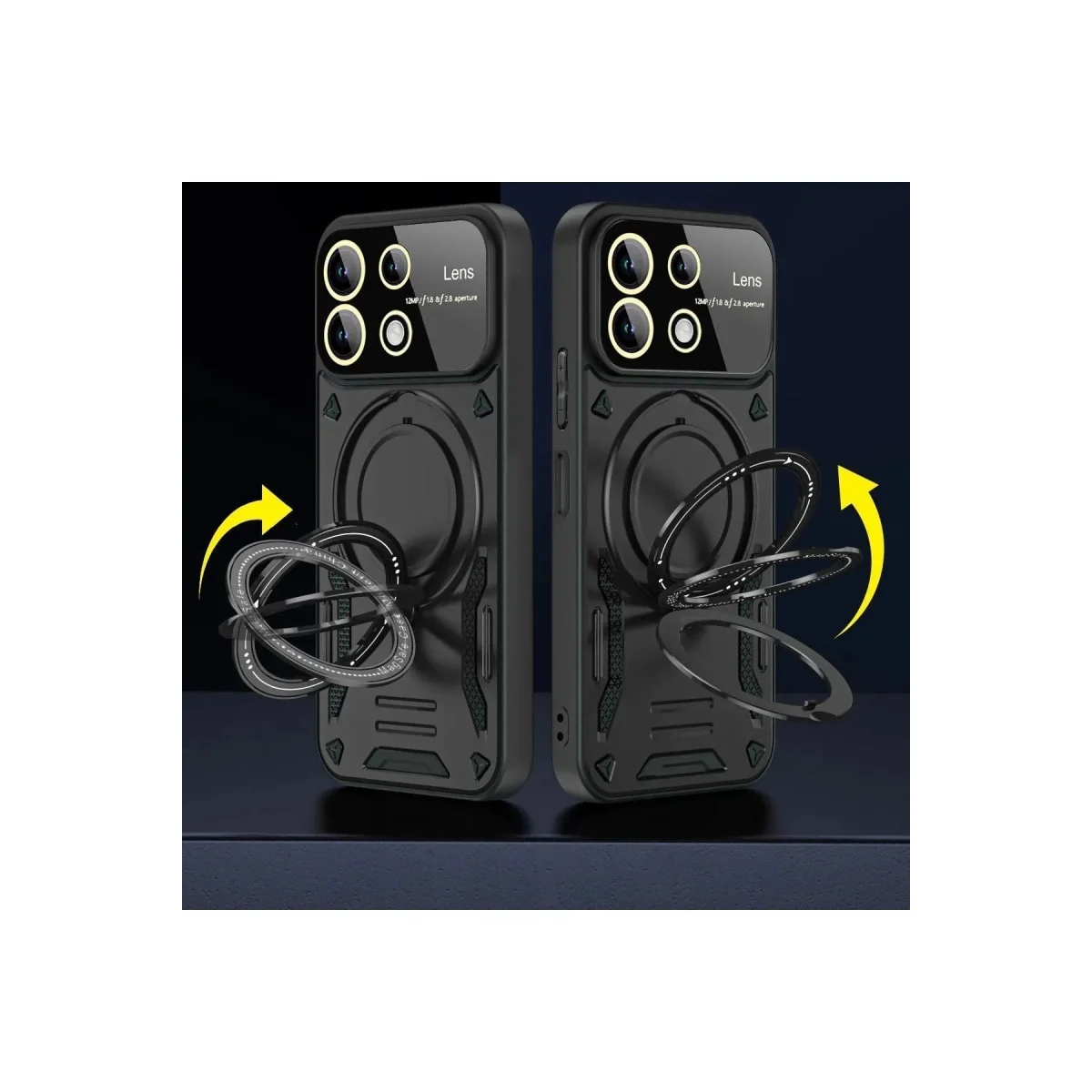 Redmi 13 4G Kılıf Joy Lens Standlı Kapak - Koyu Yeşil