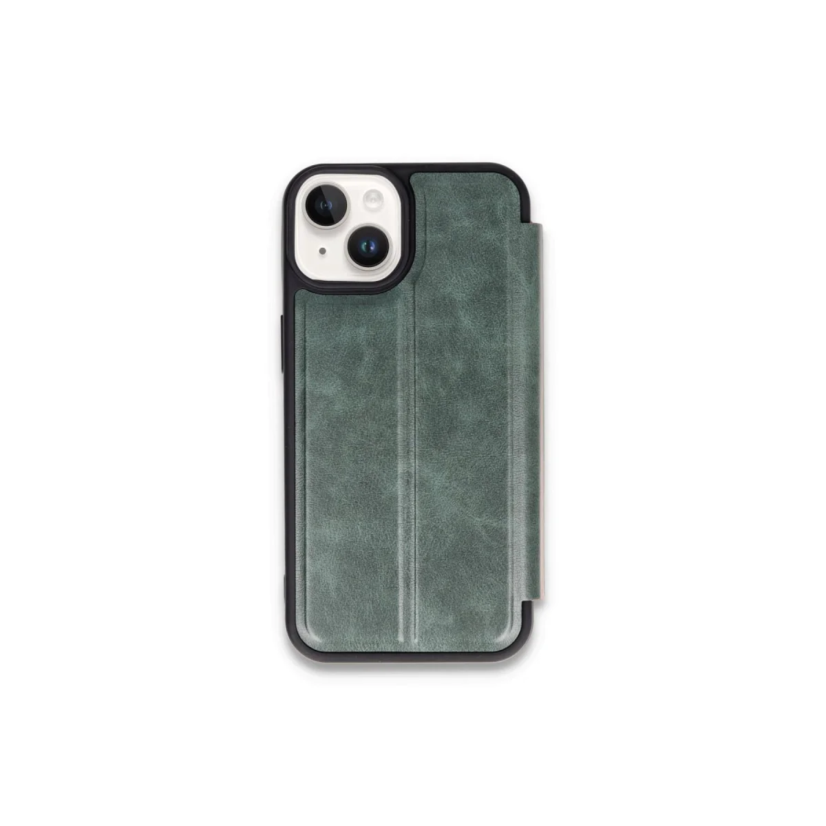 iPhone 15 Kılıf Flip Cover - Koyu Yeşil