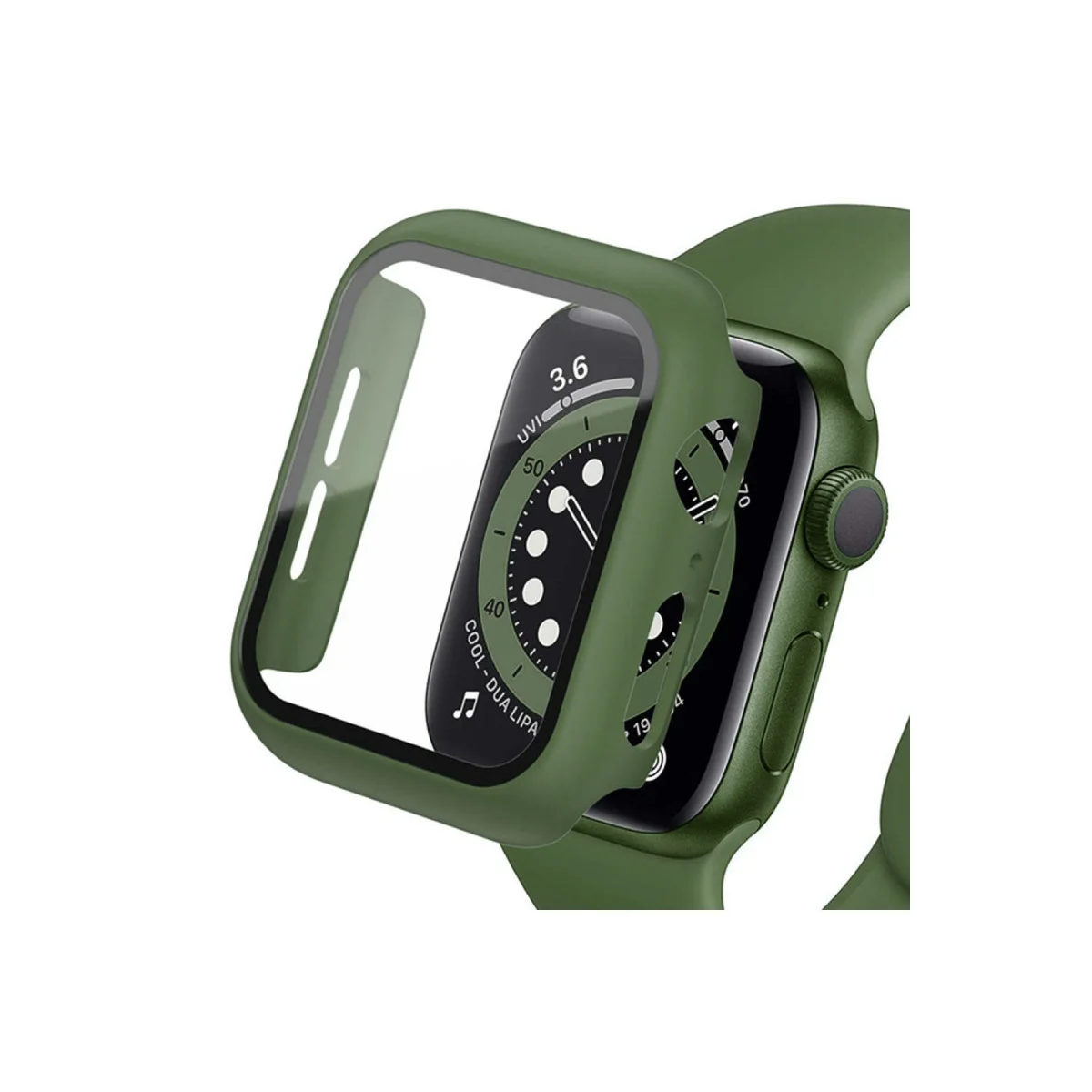 Watch 45mm Camlı Kasa Ekran Koruyucu - Koyu Yeşil