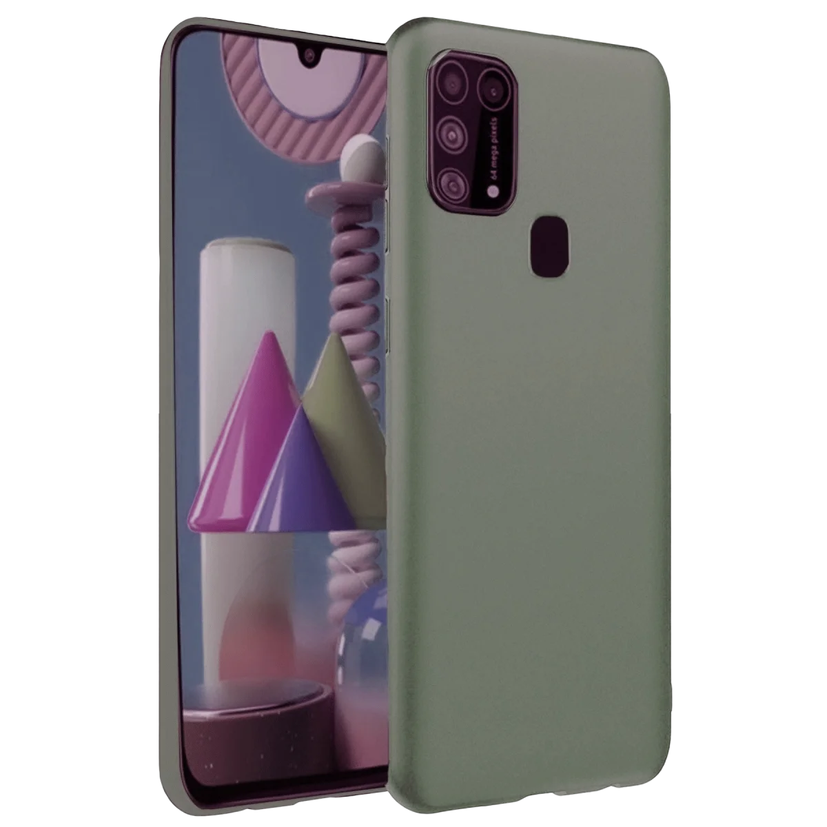 Galaxy M31 Kılıf Nano içi Kadife Silikon - Koyu Yeşil