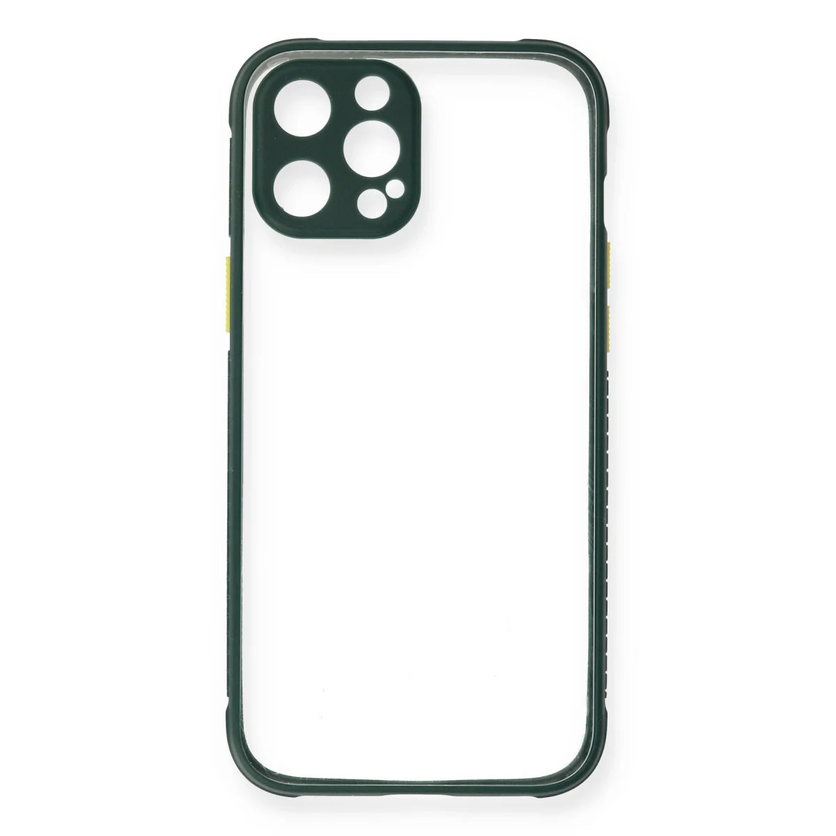 iPhone 12 Pro Kılıf Miami Şeffaf Silikon - Koyu Yeşil