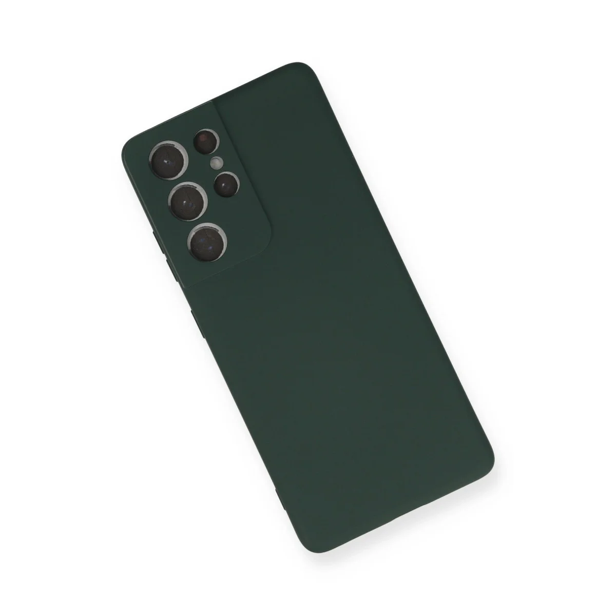 Galaxy S21 Ultra Kılıf Nano içi Kadife Silikon - Koyu Yeşil