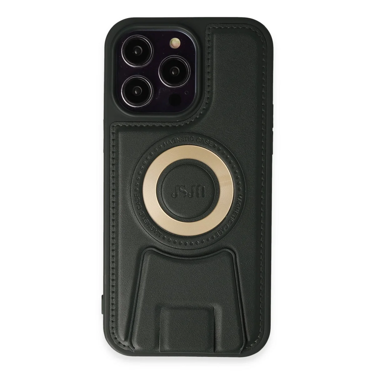 iPhone 14 Pro Kılıf Merkür Magneticsafe Standlı Kapak - Koyu Yeşil