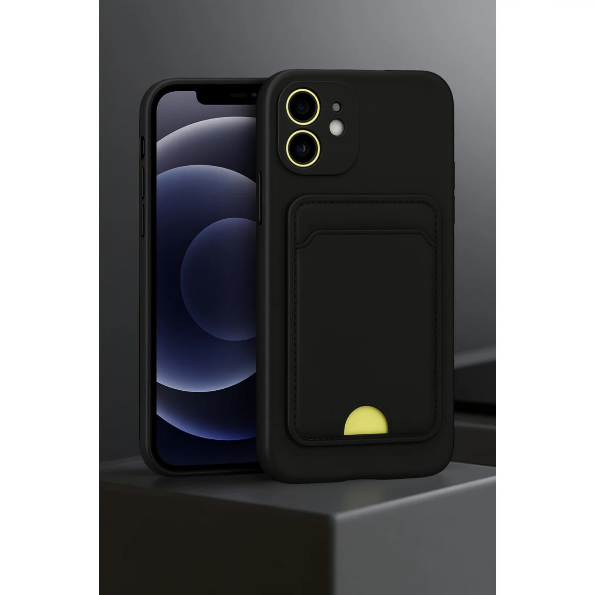 iPhone 11 Kılıf Kelvin Kartvizitli Silikon - Koyu Yeşil