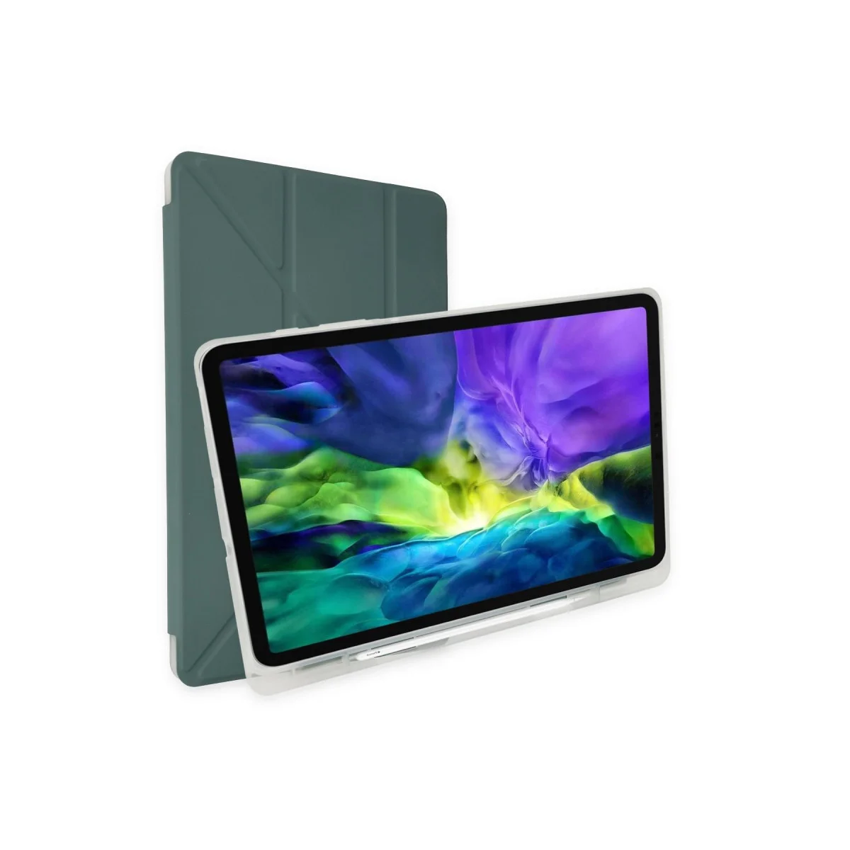 Galaxy T737 Tab S7 FE 12.4 Kılıf Kalemlikli Mars Tablet Kılıfı - Koyu Yeşil