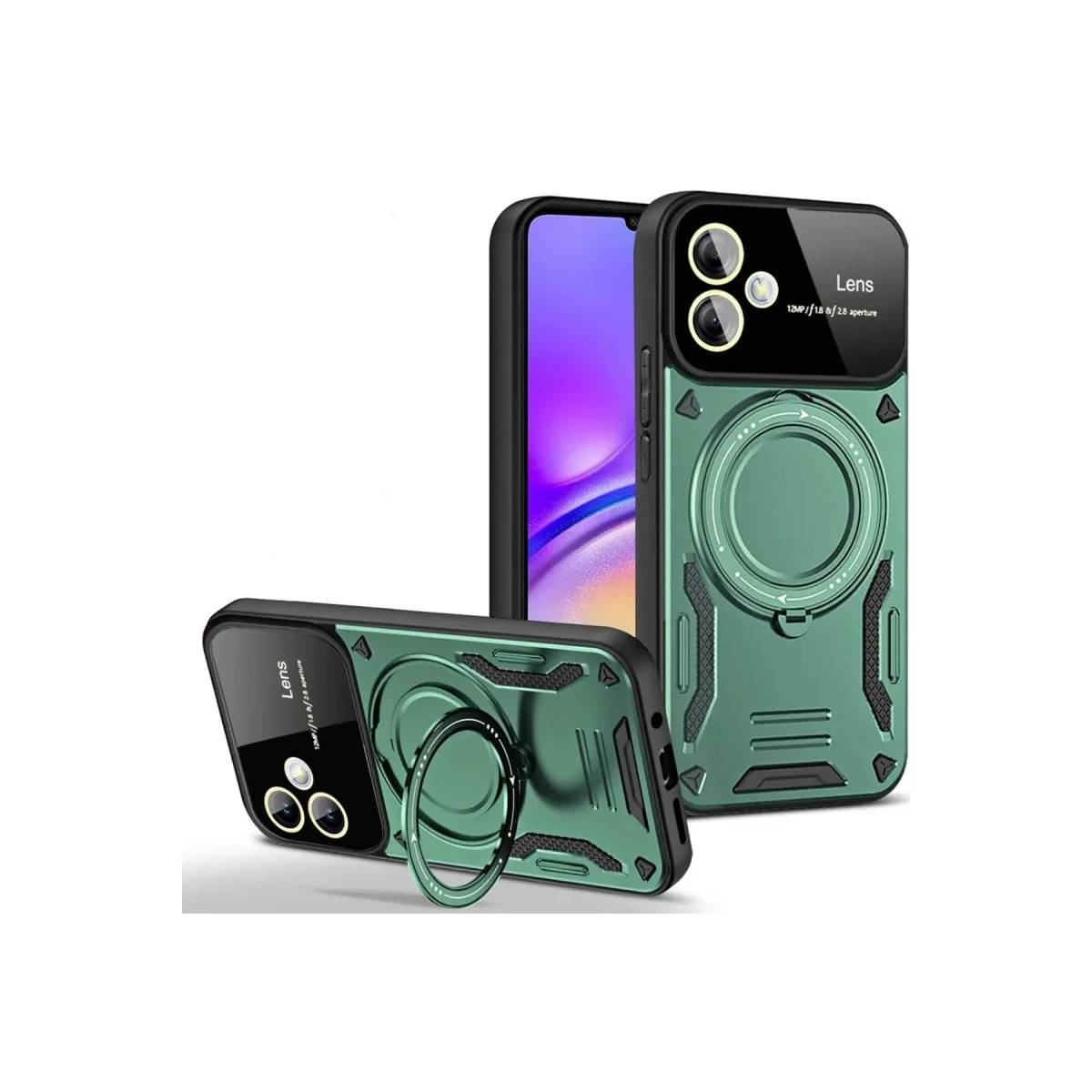 Galaxy A05 Kılıf Joy Lens Standlı Kapak - Koyu Yeşil