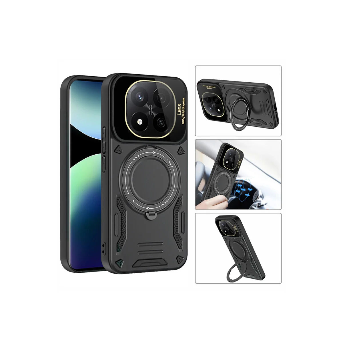 Redmi Note 14 Pro 4G Kılıf Joy Lens Standlı Kapak - Koyu Yeşil