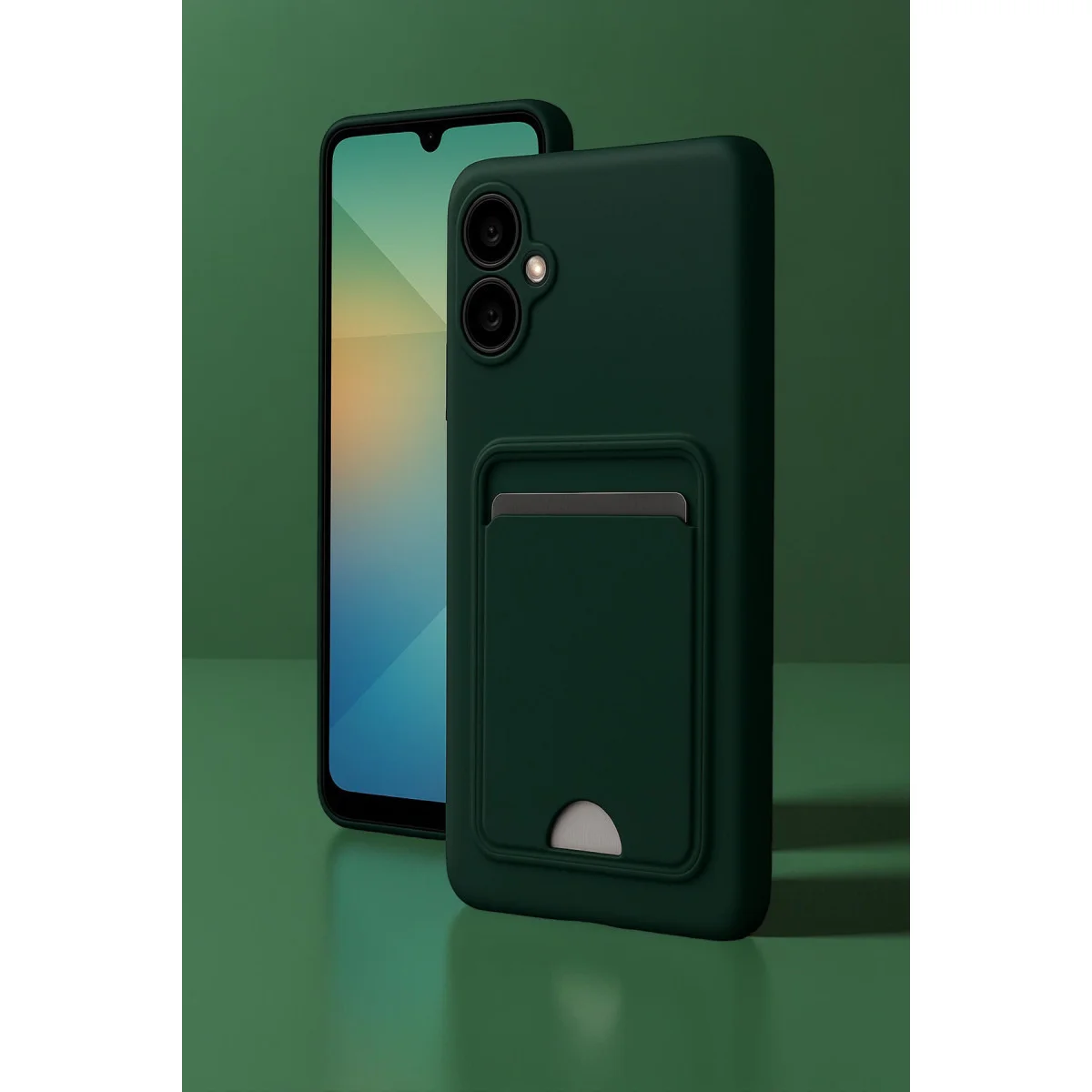 Galaxy A06 Kılıf Kelvin Kartvizitli Silikon - Koyu Yeşil