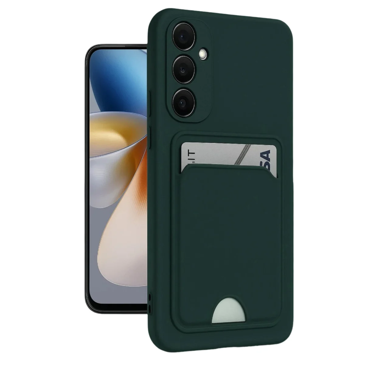 Galaxy A16 5G Kılıf Kelvin Kartvizitli Silikon - Koyu Yeşil