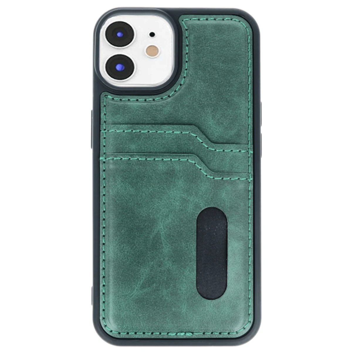 iPhone 11 Kılıf Sara Kartvizitli Deri Kılıf - Koyu Yeşil