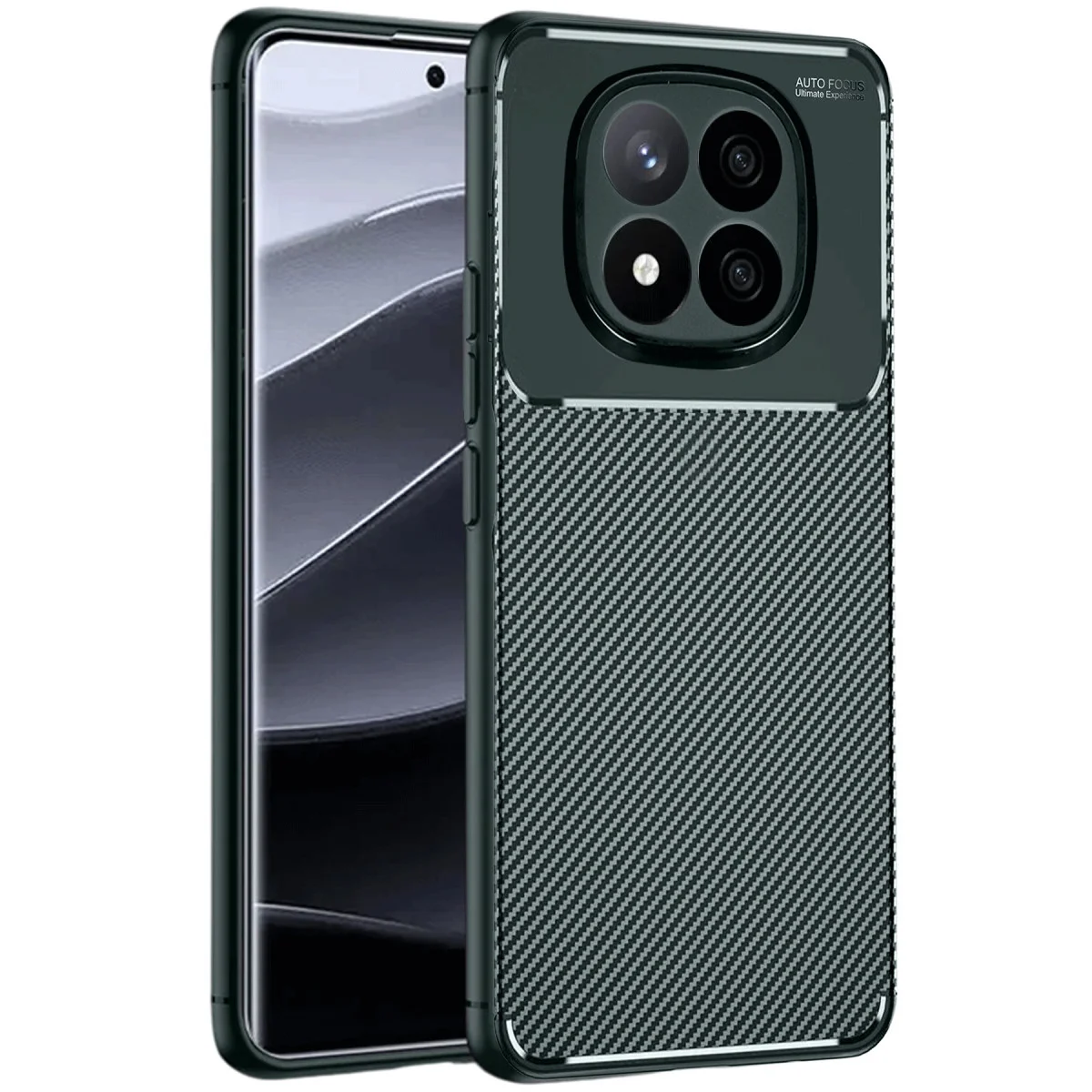 Redmi Note 14 Pro 4G Kılıf Auto Focus Karbon Kapak - Koyu Yeşil