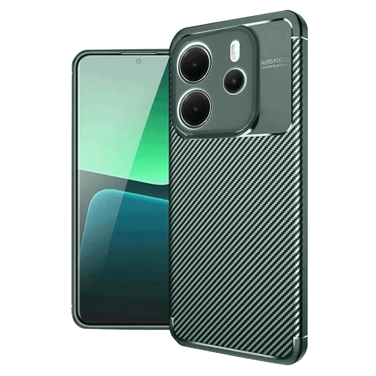 Redmi Note 14 4G Kılıf Auto Focus Karbon Kapak - Koyu Yeşil