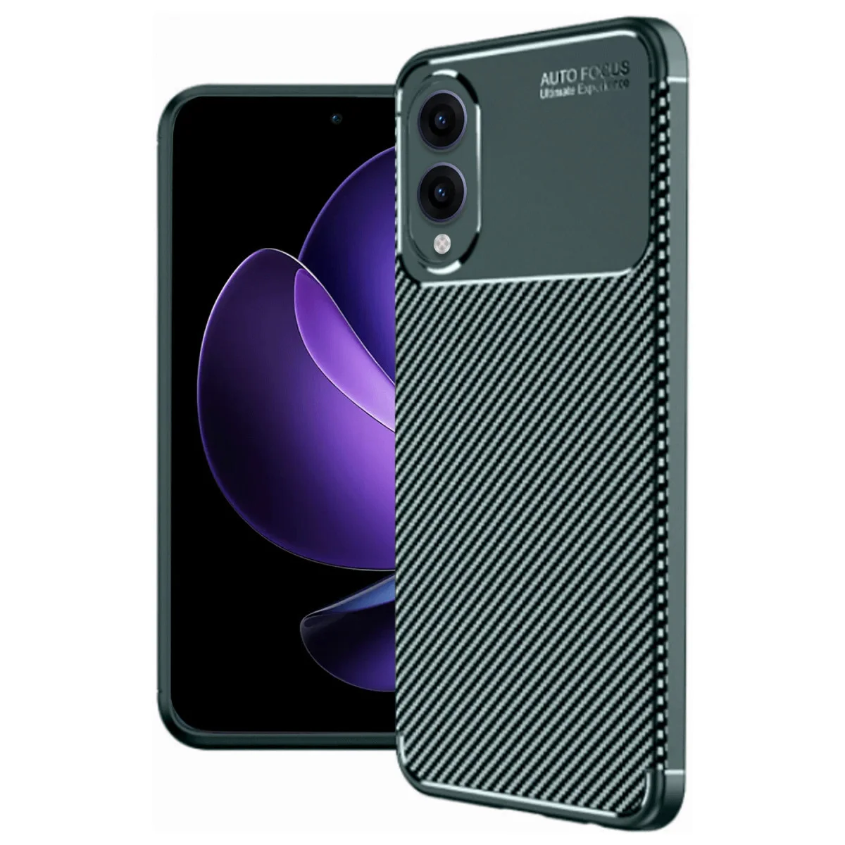Galaxy S25 Edge Kılıf Auto Focus Karbon Kapak - Koyu Yeşil