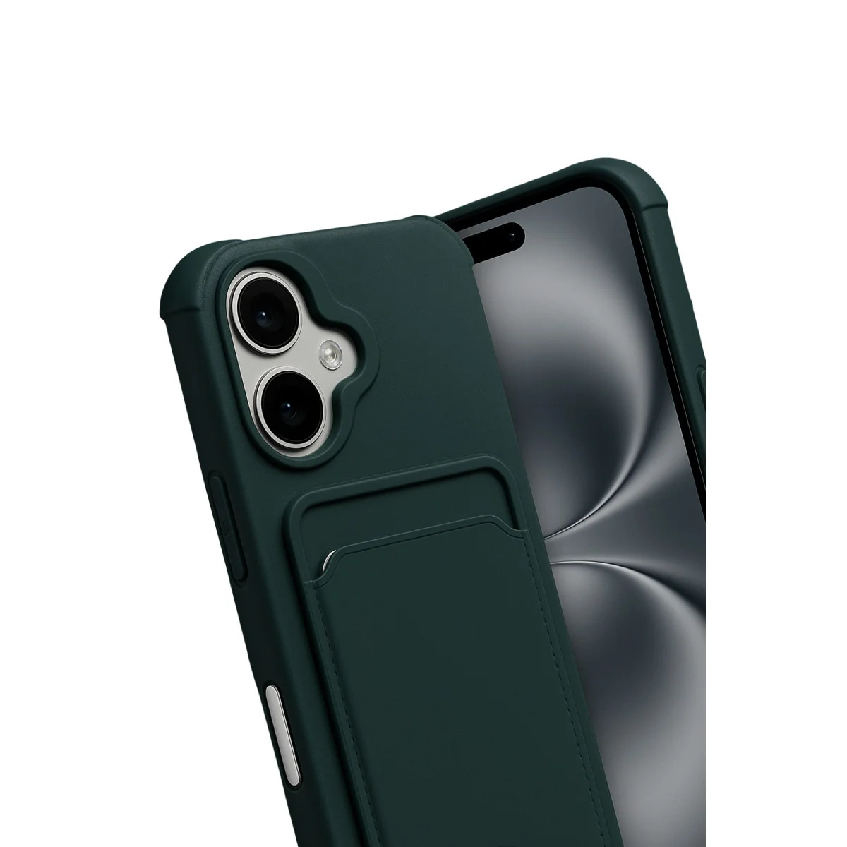 iPhone 17 Kelvin Kartvizitli Silikon - Koyu Yeşil