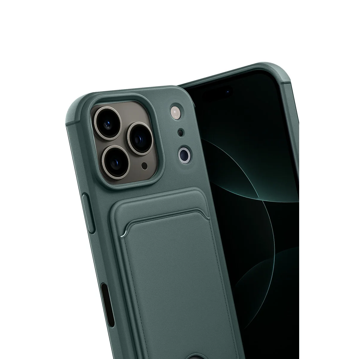 iPhone 17 Pro Max Kelvin Kartvizitli Silikon - Koyu Yeşil