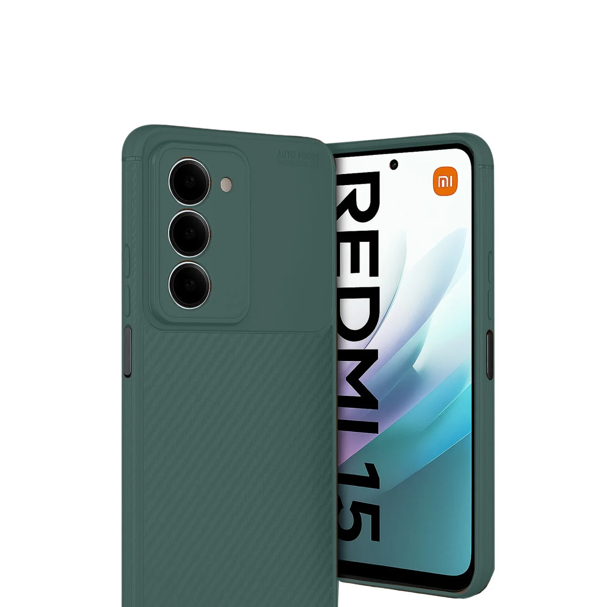 Redmi 15 4G Auto Focus Karbon Kapak - Koyu Yeşil