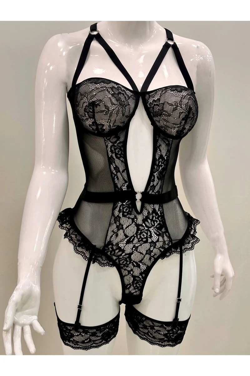 Afrodit Siyah Sexy Jartiyer Takım -1050