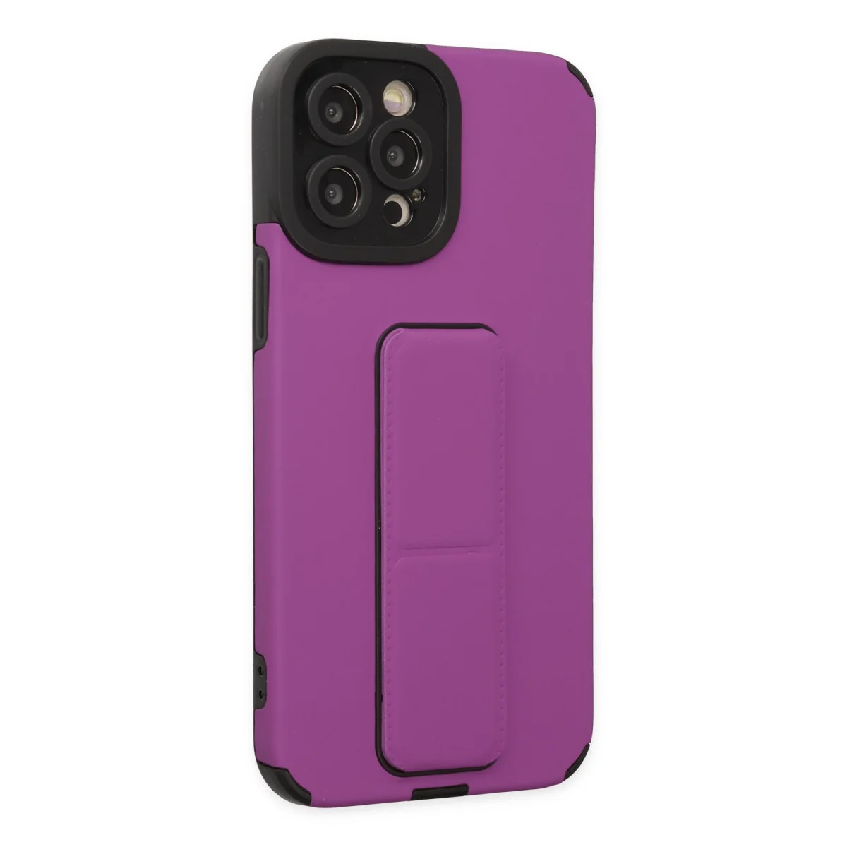 iPhone 12 Pro Max Kılıf Mega Standlı Silikon - Mor