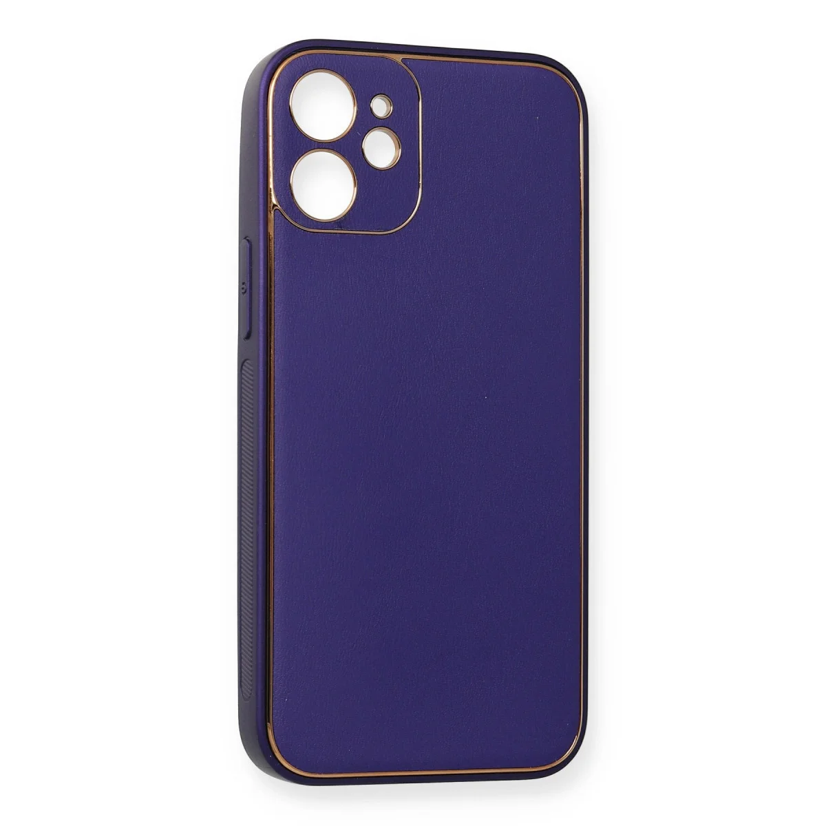 iPhone 12 Mini Kılıf Coco Deri Silikon Kapak - Mor