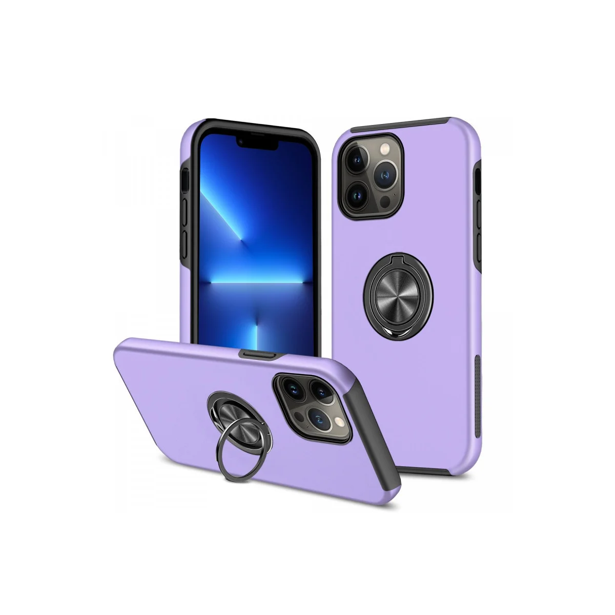 iPhone 13 Pro Max Kılıf Elit Yüzüklü Kapak - Mor