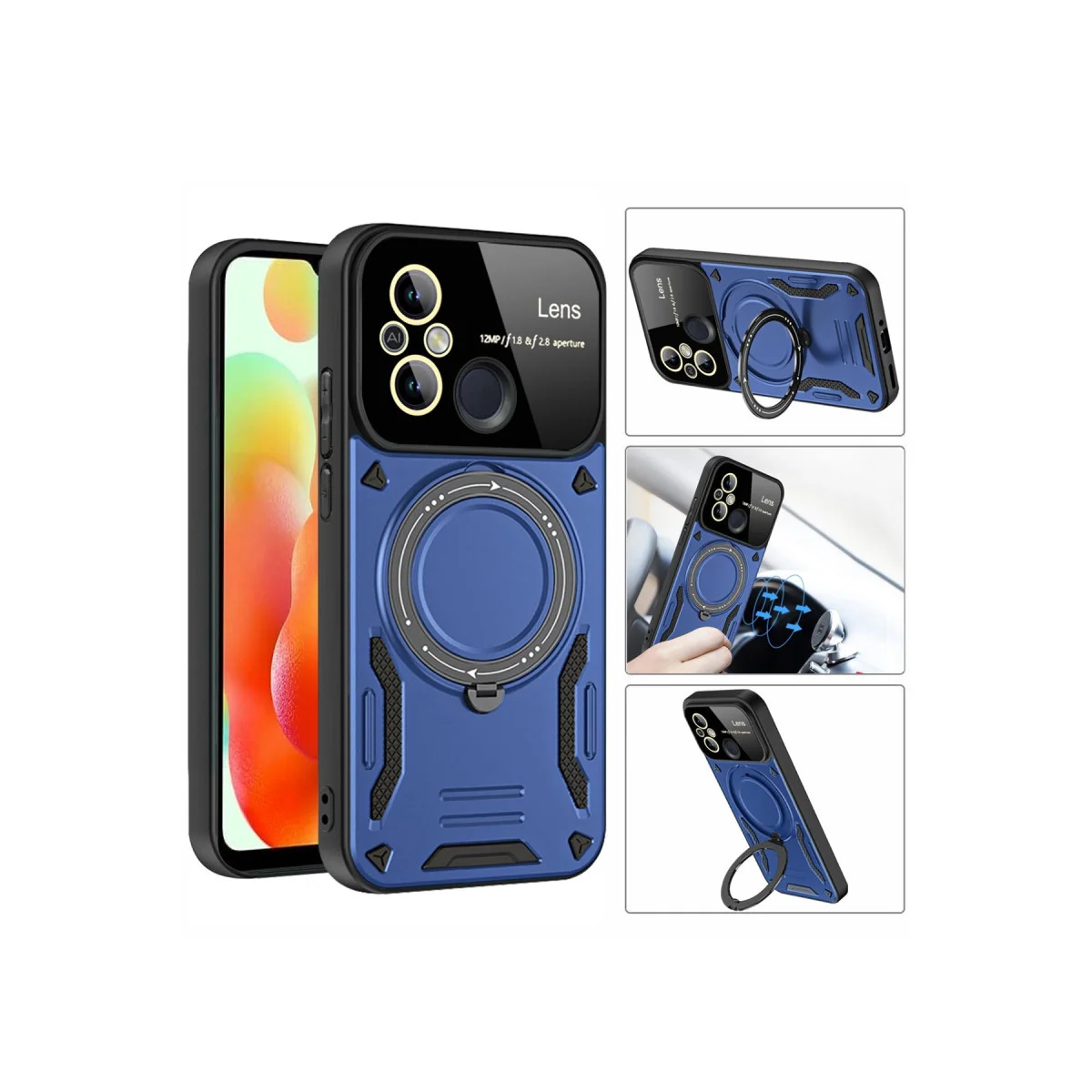 Redmi 12C Kılıf Joy Lens Standlı Kapak - Mor