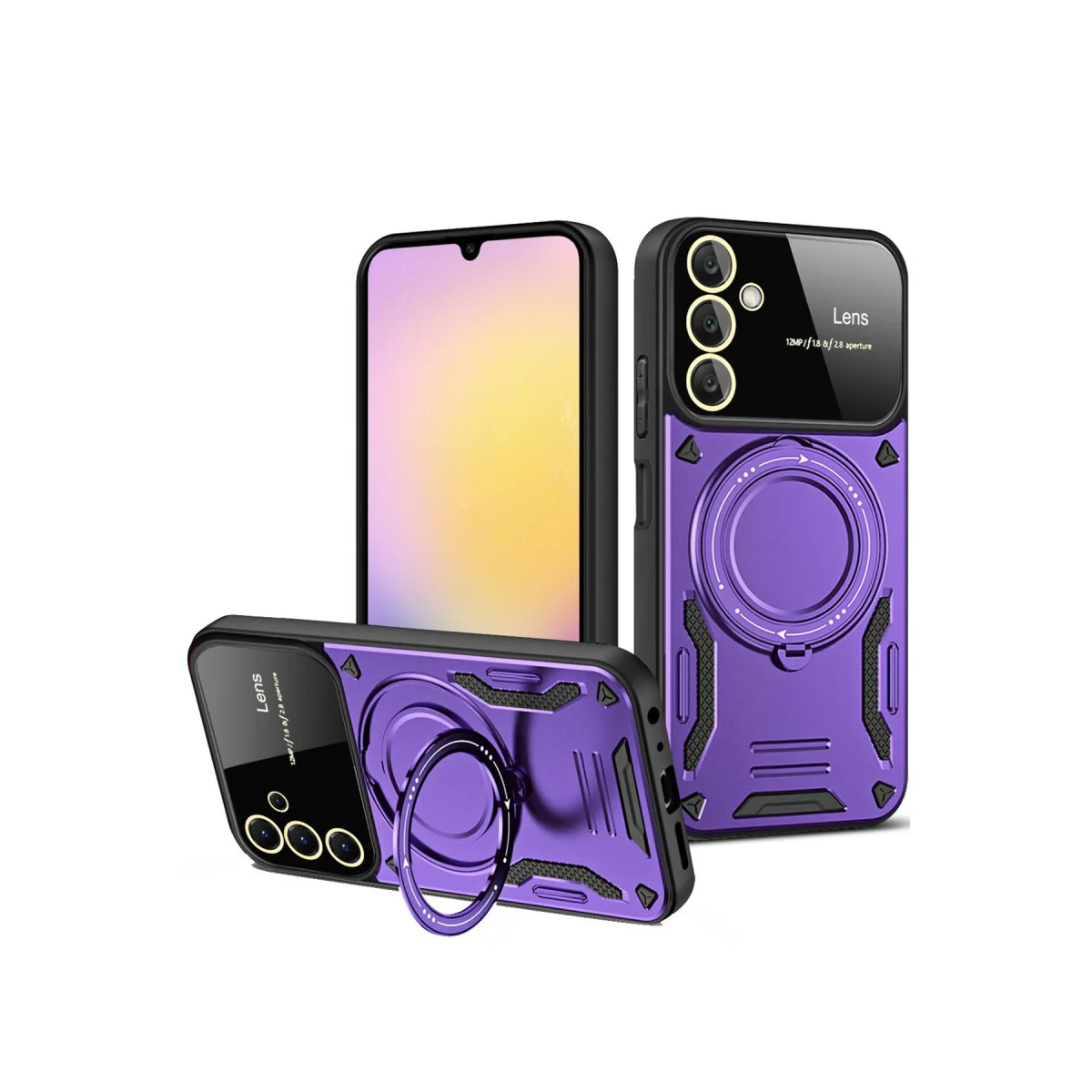 Galaxy S25 Plus Kılıf Joy Lens Standlı Kapak - Mor