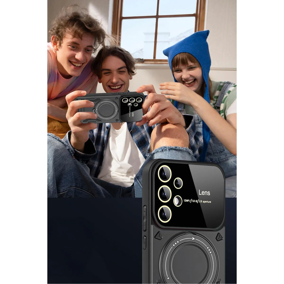 Galaxy S25 Ultra Kılıf Joy Lens Standlı Kapak - Mor