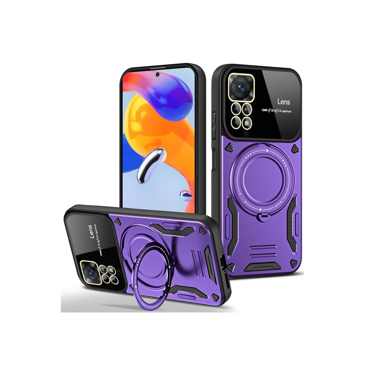 Redmi Note 11 Pro Kılıf Joy Lens Standlı Kapak - Mor