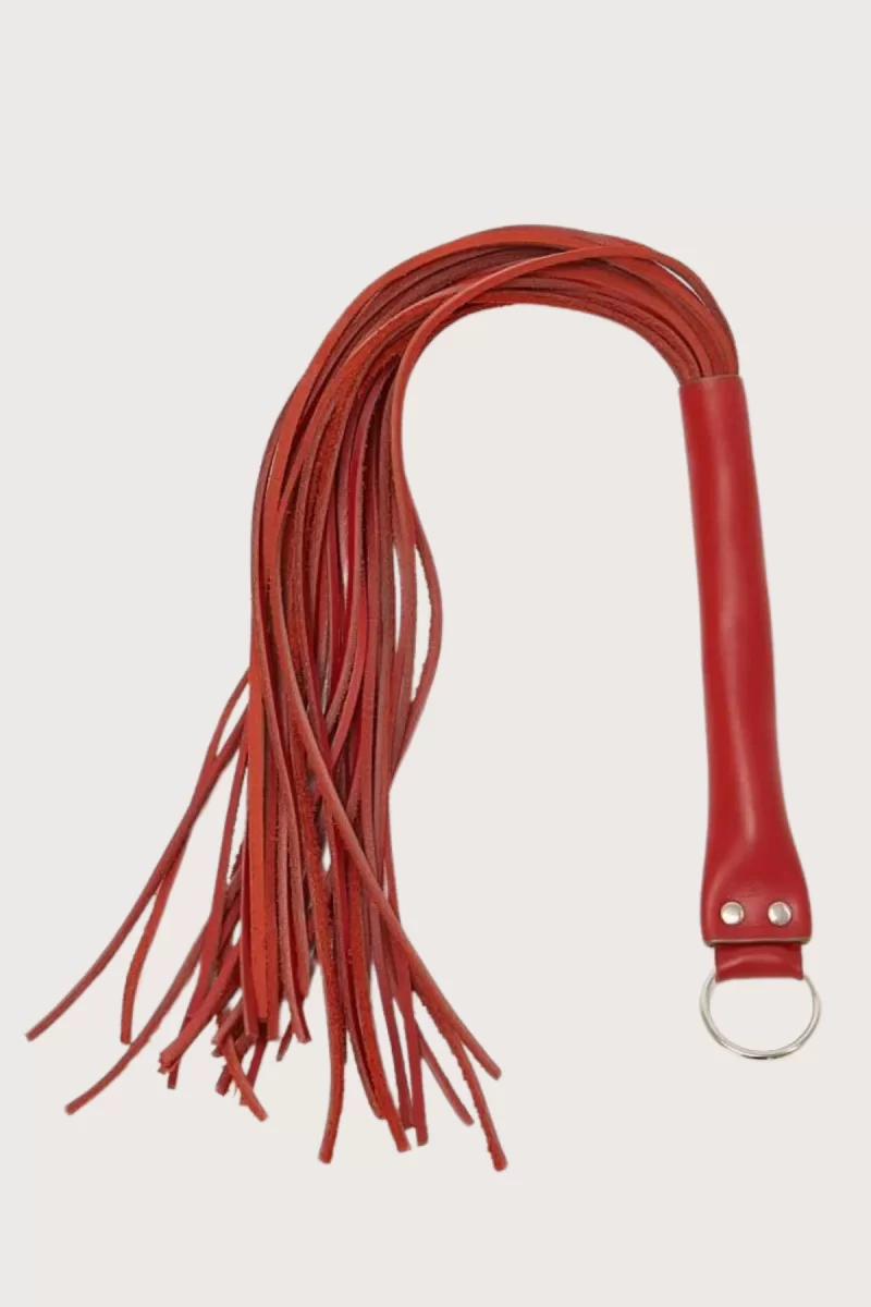 Deri Fantezi Harness Kırmızı Kırbaç