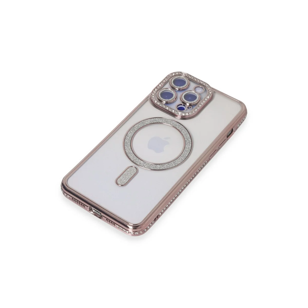 iPhone 14 Pro Max Kılıf Joke Simli Magneticsafe Kılıf - Pembe