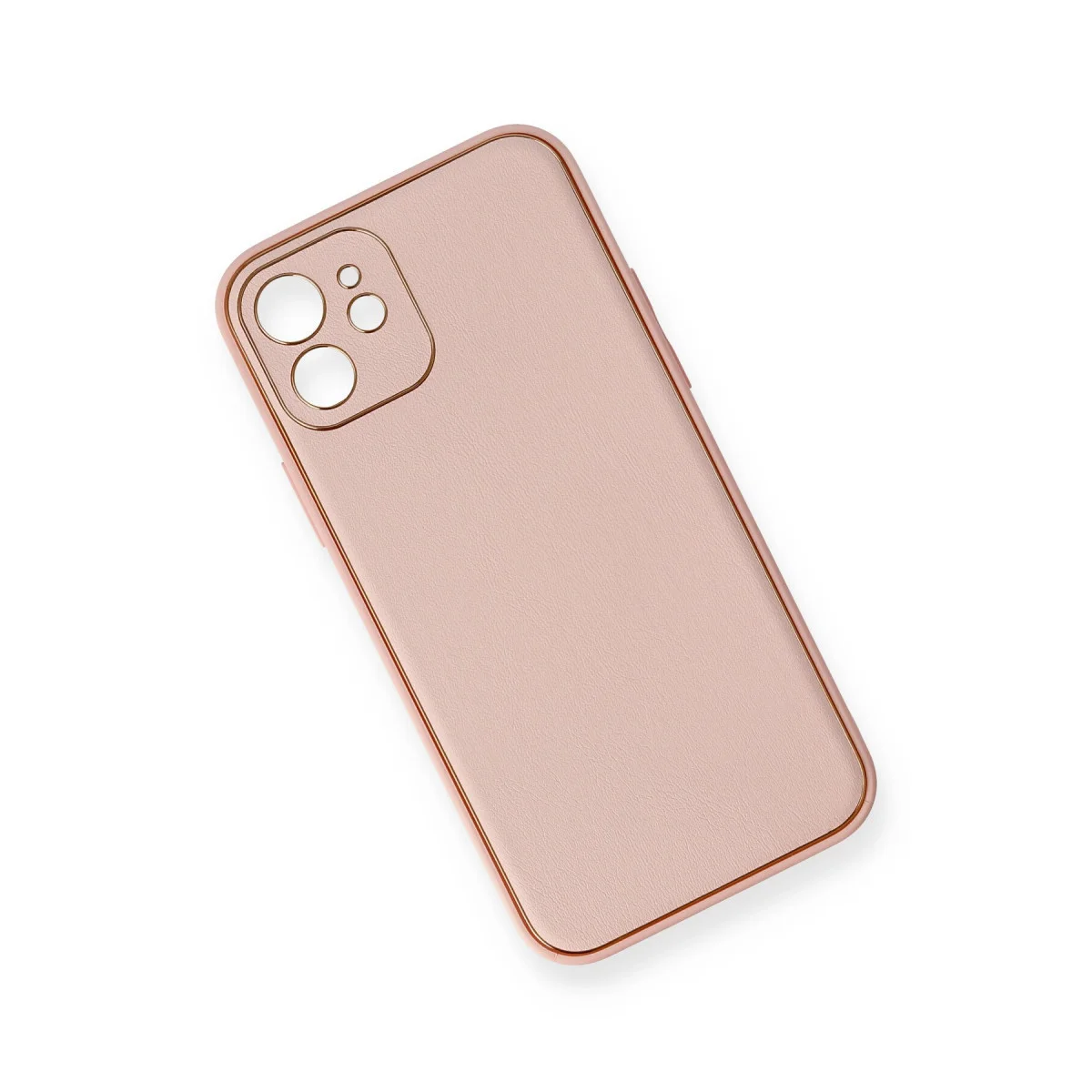 iPhone 12 Kılıf Coco Deri Silikon Kapak - Pembe