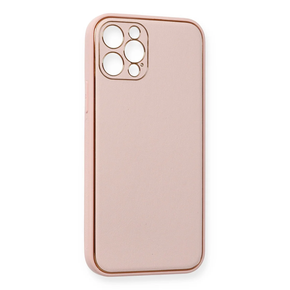 iPhone 12 Pro Kılıf Coco Deri Silikon Kapak - Pembe