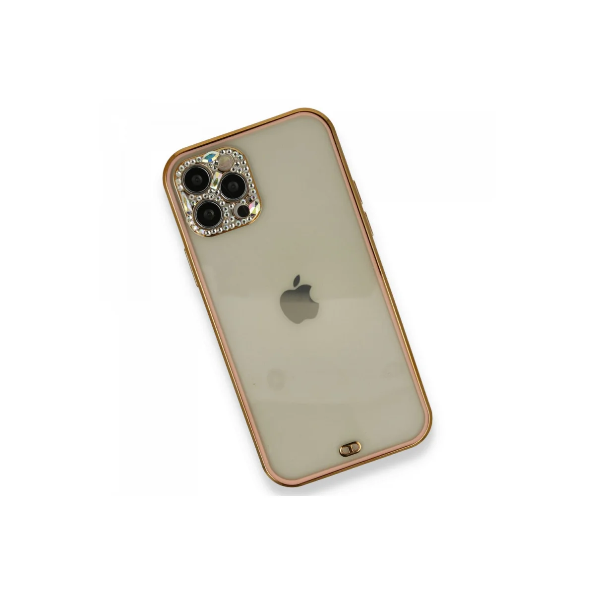 iPhone 12 Pro Kılıf Liva Taşlı Silikon - Pembe