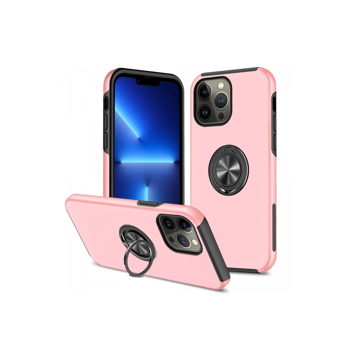 iPhone 13 Pro Max Kılıf Elit Yüzüklü Kapak - Pembe