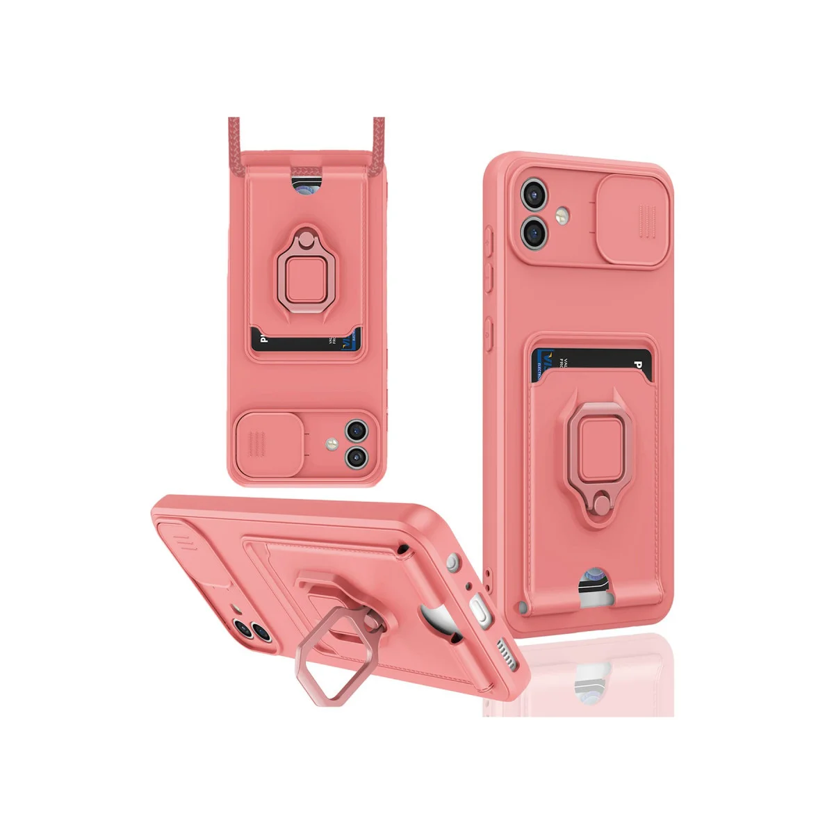 Galaxy A05 Kılıf Zuma Kartvizitli Yüzüklü Silikon - Pembe